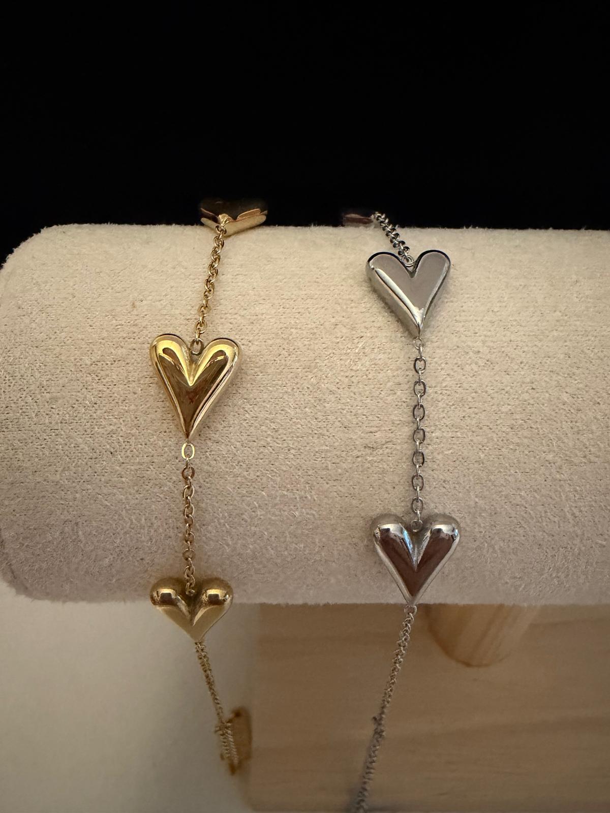 PULSERA CORAZONES GORDITOS MALLA